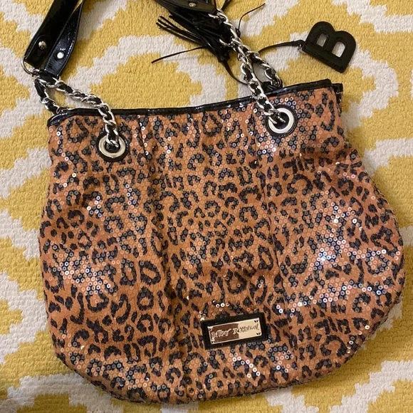 Betsey johnson leopard bag on sale
